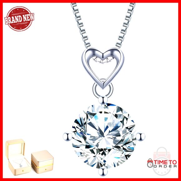 Moissanite Heart Pendant Necklace Sterling Silver Elegant Anniversary Gift